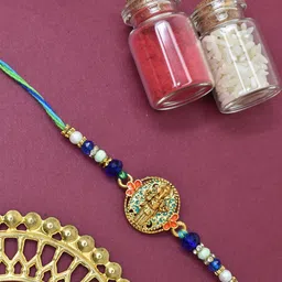 MEIRA JEWELLERY Set Of 2 Artificial Beaded Thread Rakhi With Roli Chawal-62