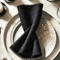 Vargottam Black 12 Pieces Cotton Table Napkins-46