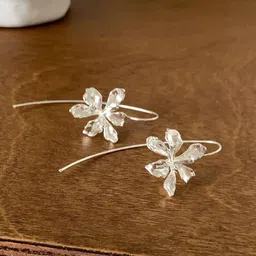 VAGHBHATT Silver-Plated Floral Shaped Drop Earrings-49