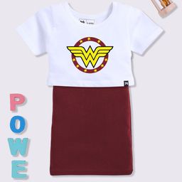 YK X Minute Mirth Girls Wonder Woman Print Dress with T-shirt-picture-38
