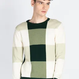 Status Quo Men Checked Cotton Pullover Sweater-image-15