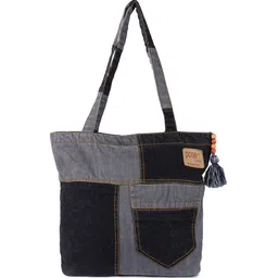 Pose india Colourblocked Shopper Tote Bag with Tasselled-12
