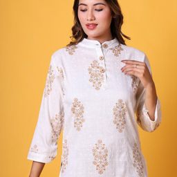 69 FASHION STREET Women Mandarin Collar Placement Print Top-image-79