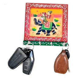 apka mart 2-Pcs Red & Green Printed 4-Hooks KeyHolder image 3