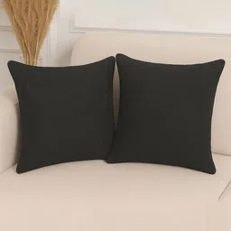STITCHNEST Black Set of 2 Square Cushion Covers-6