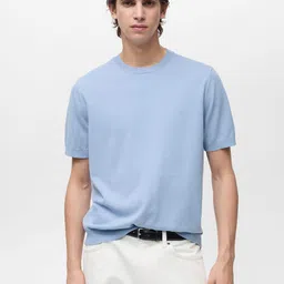MANGO MAN Pure Cotton Knitted T-shirt-image-82