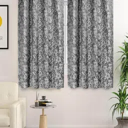 Saral Home Grey Set of 2 Floral Room Darkening Window Curtain-image-98