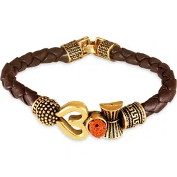 Divine souvenirs Unisex Gold Plated Rudraksha Beaded Bracelet-14