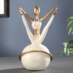 casacraft from pepperfry White & Gold Polyresin Wide Angle Sitted Pose-picture-8