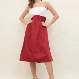 Styli Women Colourblocked A-Line Midi Dress-image-51