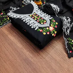 HMP Fashion Floral Embroidered Jacquard Chanderi Unstitched Dress Material-picture-18