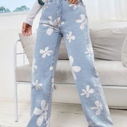 HIGH BUY Women Loose Wide Leg High-Rise Heavy Fade Acid Wash Jeans-image-92