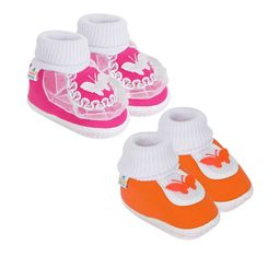 NESKA MODA Kids-Unisex Orange Cotton Booties-picture-3