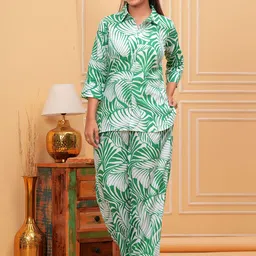 all about you Tropical Printed Cotton Collar Neck Shirt With Trouser-picture-41