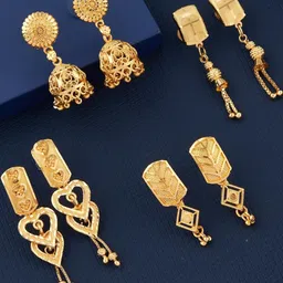 DIVASTRI Set Of 4 Gold-Plated Brass Earrings-picture-35