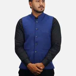GARGIAN Master Cut Men Navy Blue Polyester Jackets-picture-0