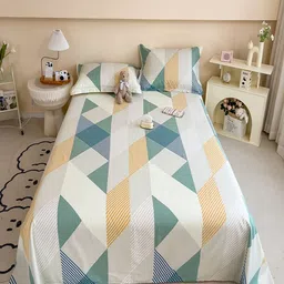 JC HOME White & Green Printed Cotton 220 TC King Size Bedsheet Set 2.0 m x 2.30 m-image-45