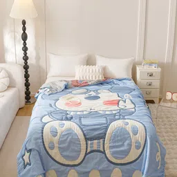 JC HOME Blue & White Ethnic Motifs AC Room 500 GSM Single Bed Quilt-image-65