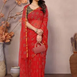 REDFISH Printed Bollywood Georgette, Chiffon Saree-picture-28