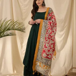 InWeave Women Regular Kurta with Palazzos & With Dupatta-19