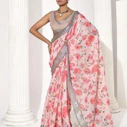 Kalista Floral Printed Cotton Saree-image-45