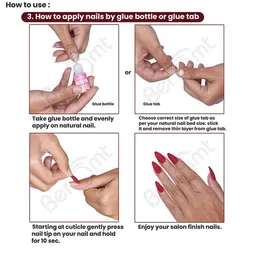 BEROMT Set Of 16 Stick On French Tips Nails With Filer- Cuticle Stick- Swab & Glue image 4