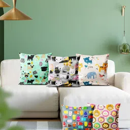 ArtzFolio Multicoloured Set of 5 Velvet Square Cushion Covers-image-95