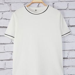 Trendyol Women Solid Round Neck Cotton T-shirt-image-92