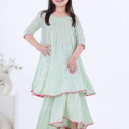 Kalp Najma Girls Round Neck Gotta Patti Panelled A-Line Kurta With Sharara-image-99