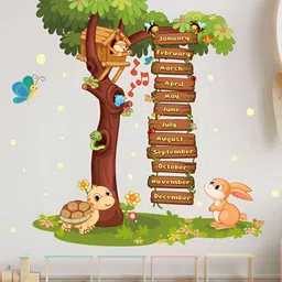 INDIAN ROYALS Brown & Green Botanical Printed Self-Adhesive & Durable Wall Sticker-28