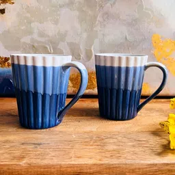 Posh Pitara Unisex Set of 2 Blue Ceramic Mugs 400 ml-29