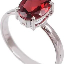 GenZcomplex Silver-Plated Brass Garnet Finger Ring-67