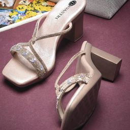 DIVASTRI Women Embellished Block Heel Sandals-picture-18