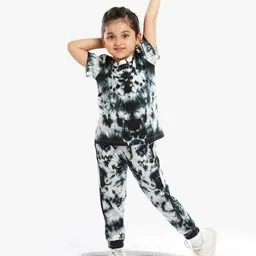 Pink Angel Kids Tie & Dye Short Sleeves Pure Cotton T-shirt With Joggers-image-45
