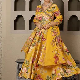 GULMOHAR JAIPUR Women Printed Regular Pure Cotton Kurta with Palazzos & With Dupatta-picture-16