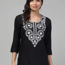 FAMBEE Floral Embroidered Thread Work Thread Work Kurti-image-68