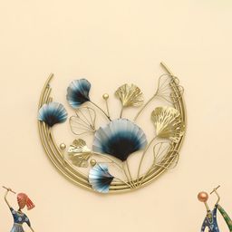 vedas Mystic Indiana Gold-Toned & Blue Metal Taro Ginko Leafs Wall Decor-image-68