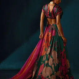 Basil leaf Floral Printed Made to Measure Lehenga & Blouse With Dupatta image 5