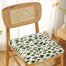 Kuber Industries Green & Black 4 Pieces Printed Cotton Comfort Chair Pads-68