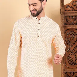 House of Pataudi Geometric Printed Cotton Straight Short Kurta-picture-35