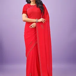 Leelavati Beads and Stones Poly Chiffon Saree-23