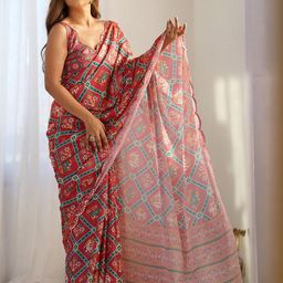 CaniBani Rust Silk Blend Sarees-image-41