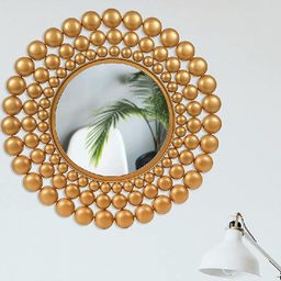 Urban Hamlet Premium Golden Round Wall Mirror-image-50