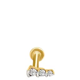 Sparkles Lab Grown Diamond IGI Certified 0.05 Carat 3 Stone Round Shape Nose Pin 14K-image-3