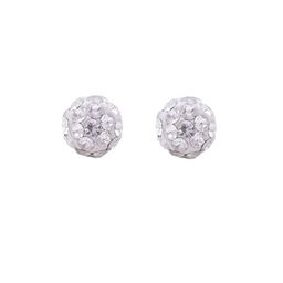 STUDEX Stainless Steel Silver Plated Crystal Studded Bezel Circular Shaped Studs-16