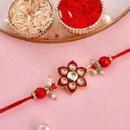 Ascension Brother Studed & Beaded Rakhi With Fridge Magnet & Roli Tilak Gift Set-image-58