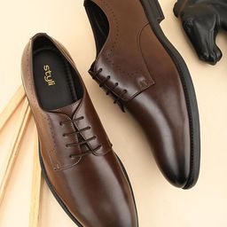 Styli Men Faux Leather Formal Lace Up Shoes-image-54