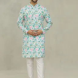 Arihant Rai Sinha Men Floral Printed Thread Work Kurta-image-72
