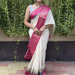 DIVASTRI Kalamkari Printed Zari Kanjeevaram Saree-image-61