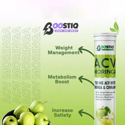 Boostiq Set Of 2 Apple Cider Vinegar ACV Moringa Tablets- 15 Tablets Each- Green Apple image 3